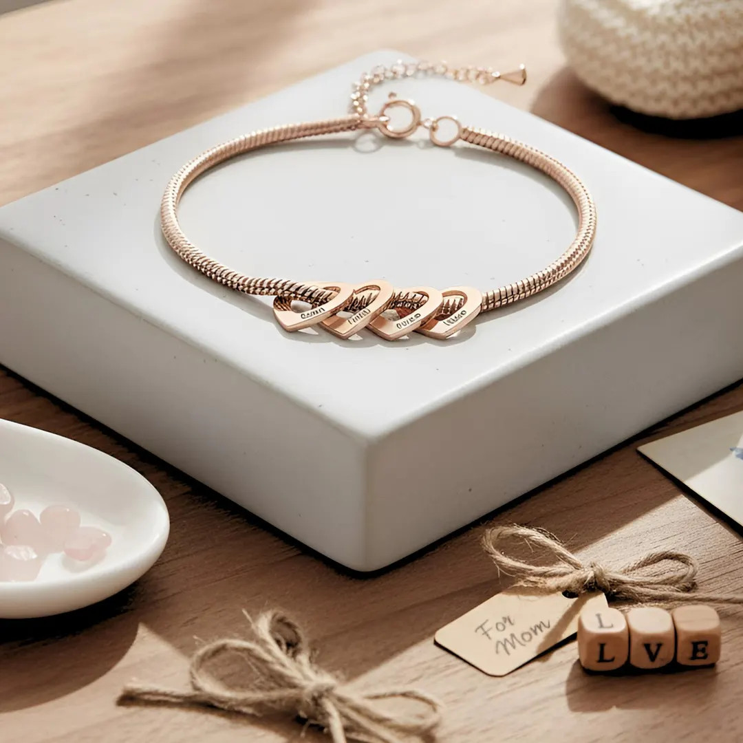 Mother Heart Charms Bracelet Engraved With Multiple Kids Names - Family Jewelry Gift for Christma... | Etsy (US)