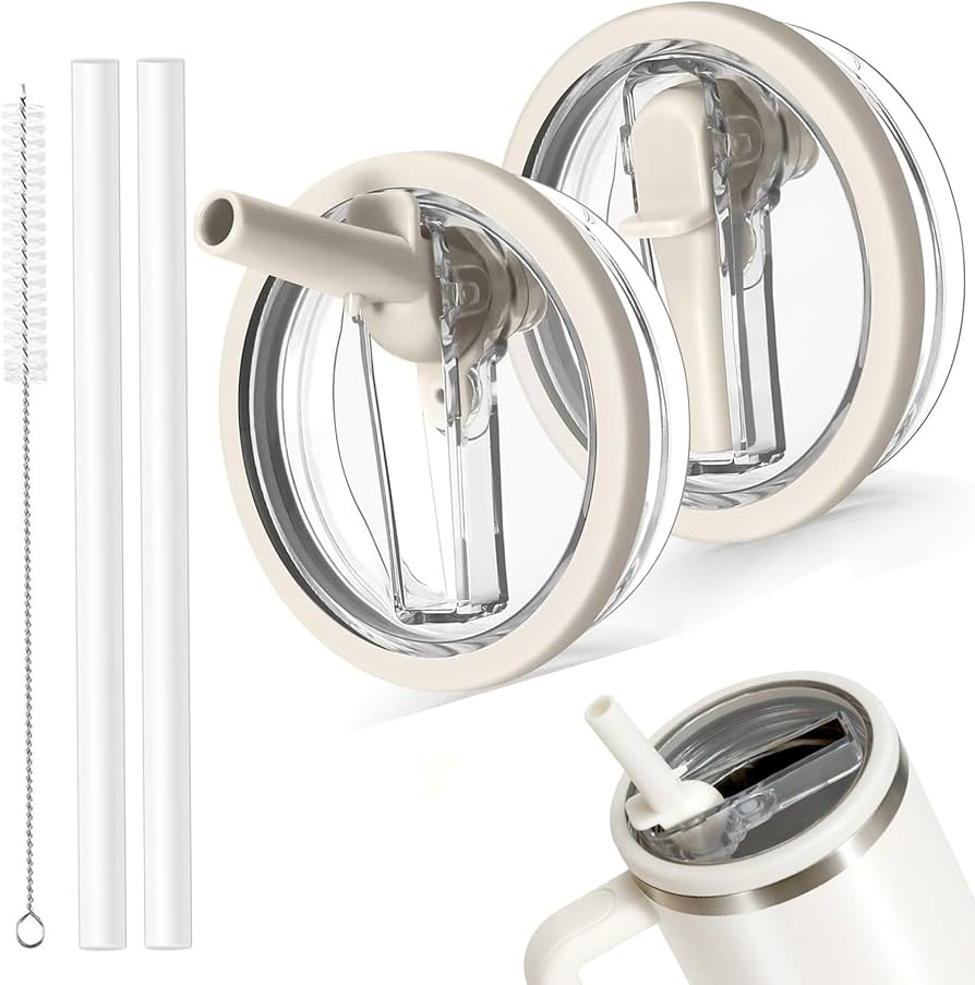 2 Pack 40 oz Tumbler Flip Straw Lid Replacement for Stanley Quencher, Tumbler Cover Compatible fo... | Amazon (US)