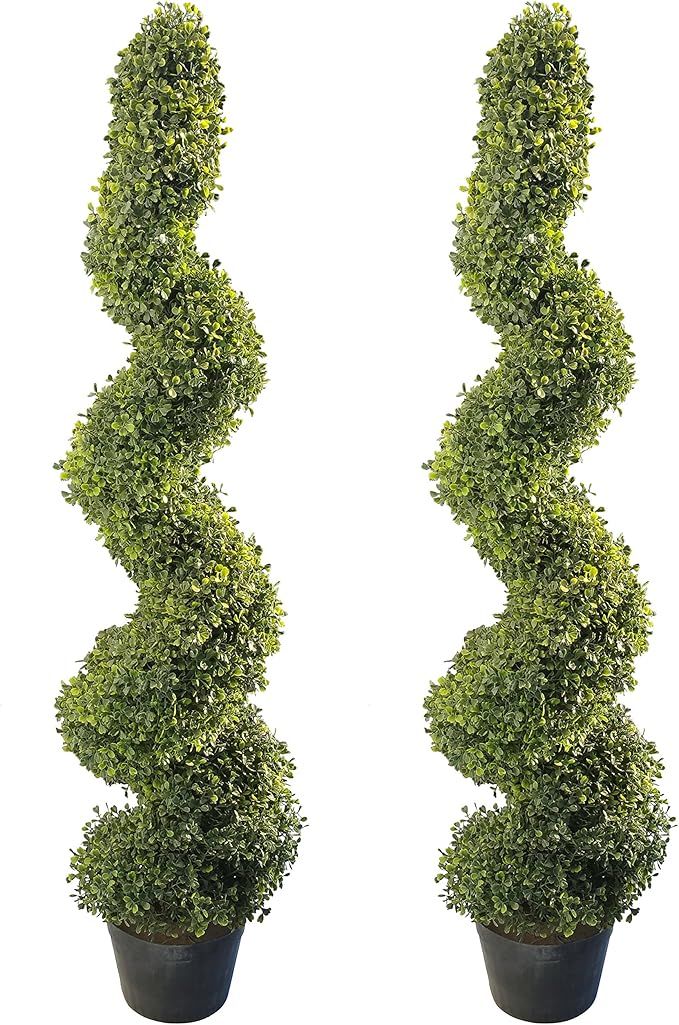 4'Artificial Topiary Spiral Boxwood Trees (Set of 2) by Northwood Calliger|Highly Realistic Potte... | Amazon (US)