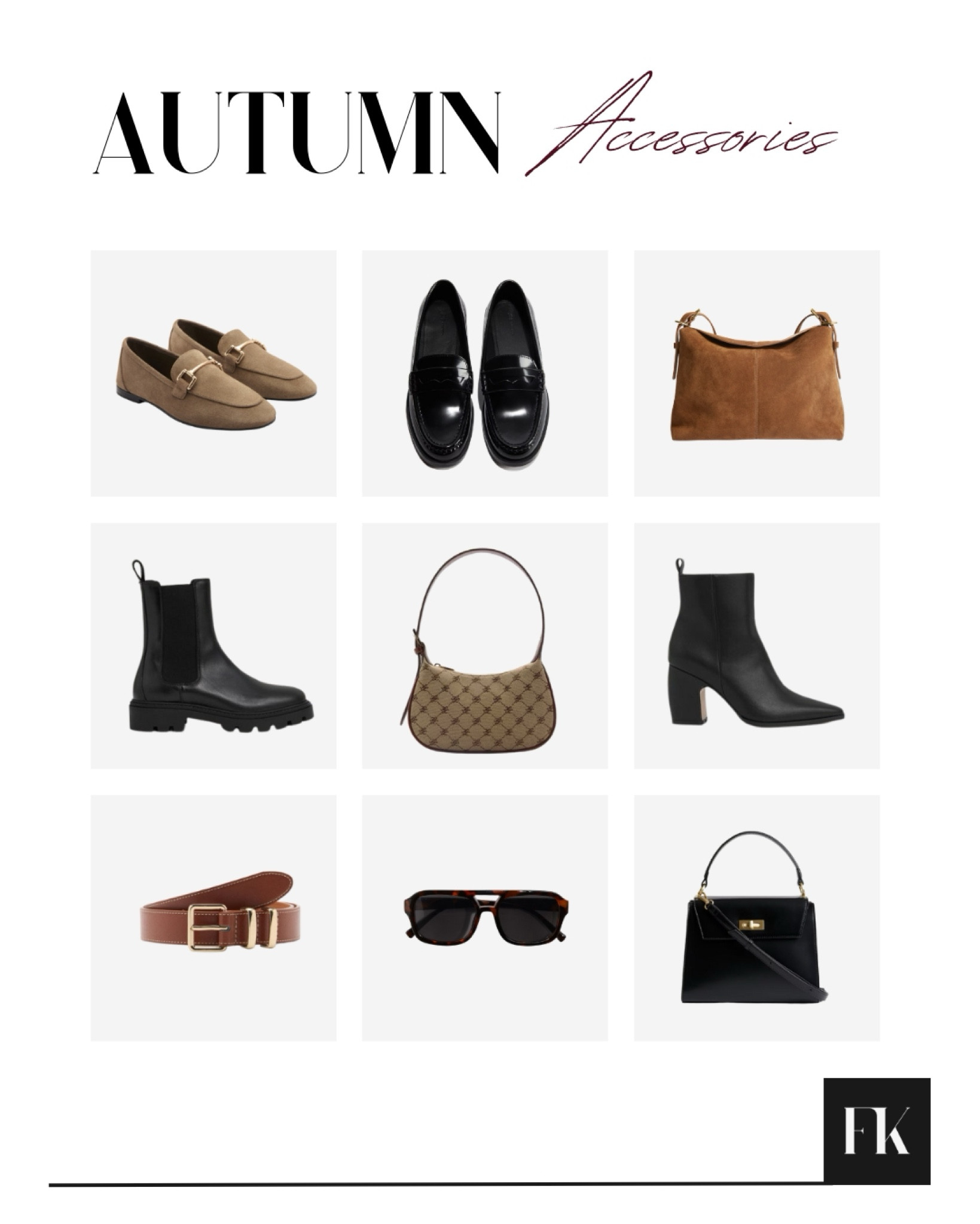 Highstreet new in accessories perfect for building your autumn capsule wardrobe! Lots of warm brown tones and black boots - great Gucci and Birkin dupes!

#LTKautumn