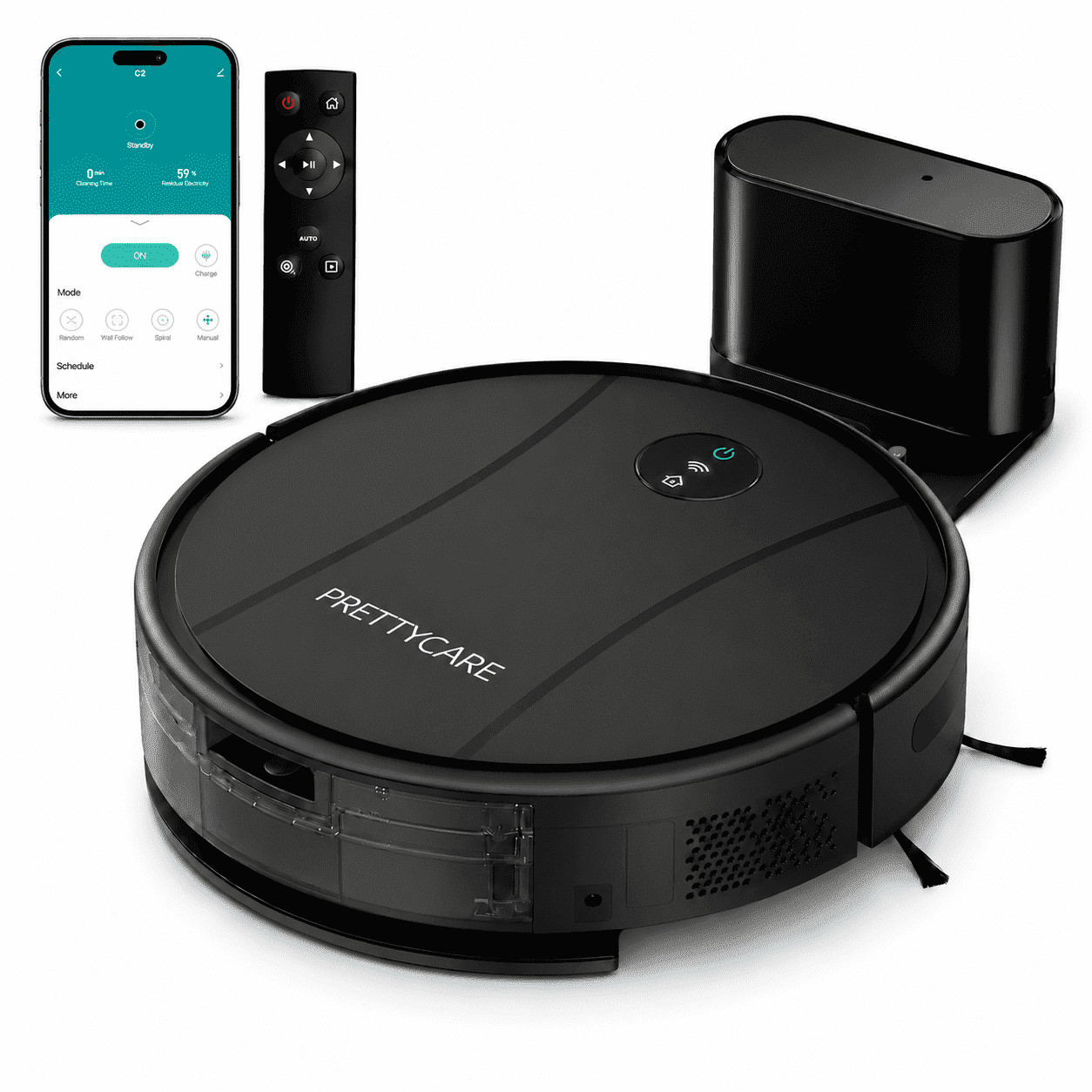 Prettycare C2 2 in 1 Robot Vacuum and Mop Combo Cleaner, Black | Walmart (US)
