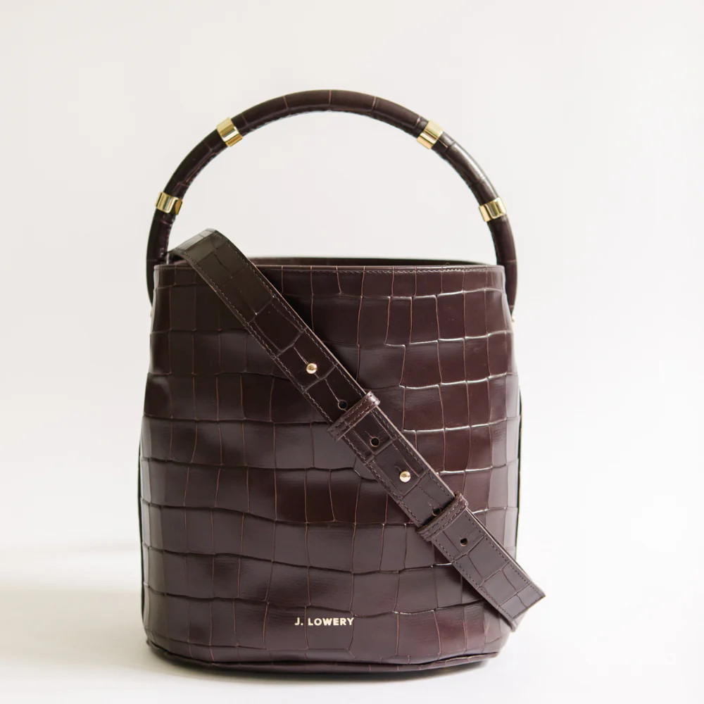 J. LOWERY Max Bucket Bag | Merlot Croc | J. LOWERY