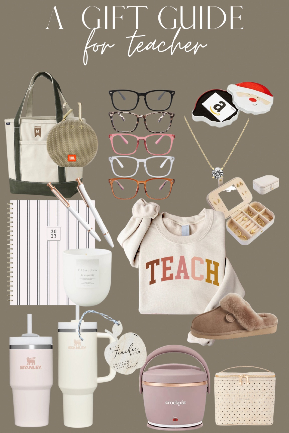 A gift guide for teachers ✏️ 📓 #personalizedgifts #giftsforteacher #giftguideforteacher #giftguide #teacher #christmasgifts #holidaygiftguide

#LTKGiftGuide #LTKHoliday #LTKSeasonal