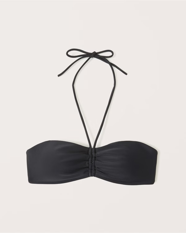 Cinched Front Halter Bandeau Swim Top | Abercrombie & Fitch (US)