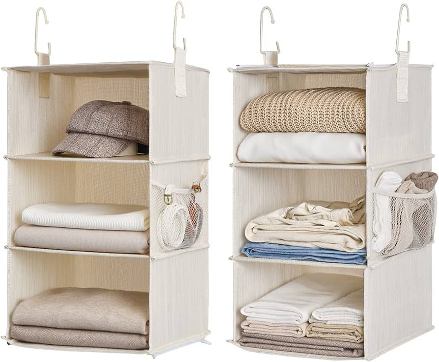 StorageWorks 6-Shelf Hanging Closet Organizers, Two 3-Shelf Separable Closet Hanging Shelves, 12"... | Amazon (US)