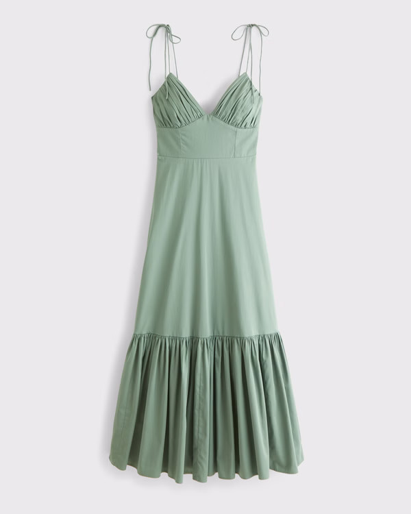 Tie-Strap Tiered Maxi Dress | Abercrombie & Fitch (US)