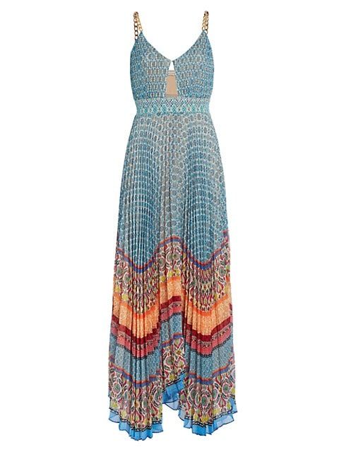 Gloria Chain-Strap Pleated Maxi Dress | Saks Fifth Avenue