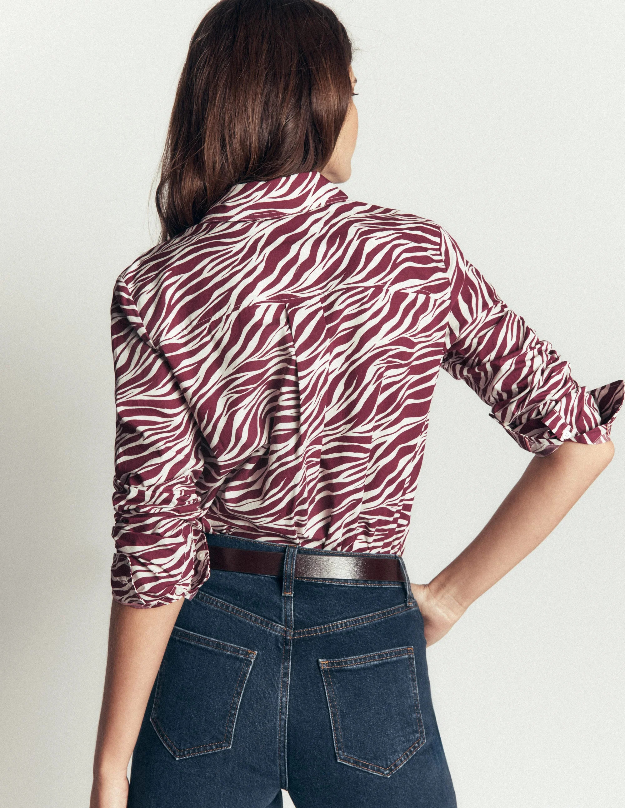 The New Sienna Cotton Shirt-Chestnut, Zebra Swirl | Boden (US)