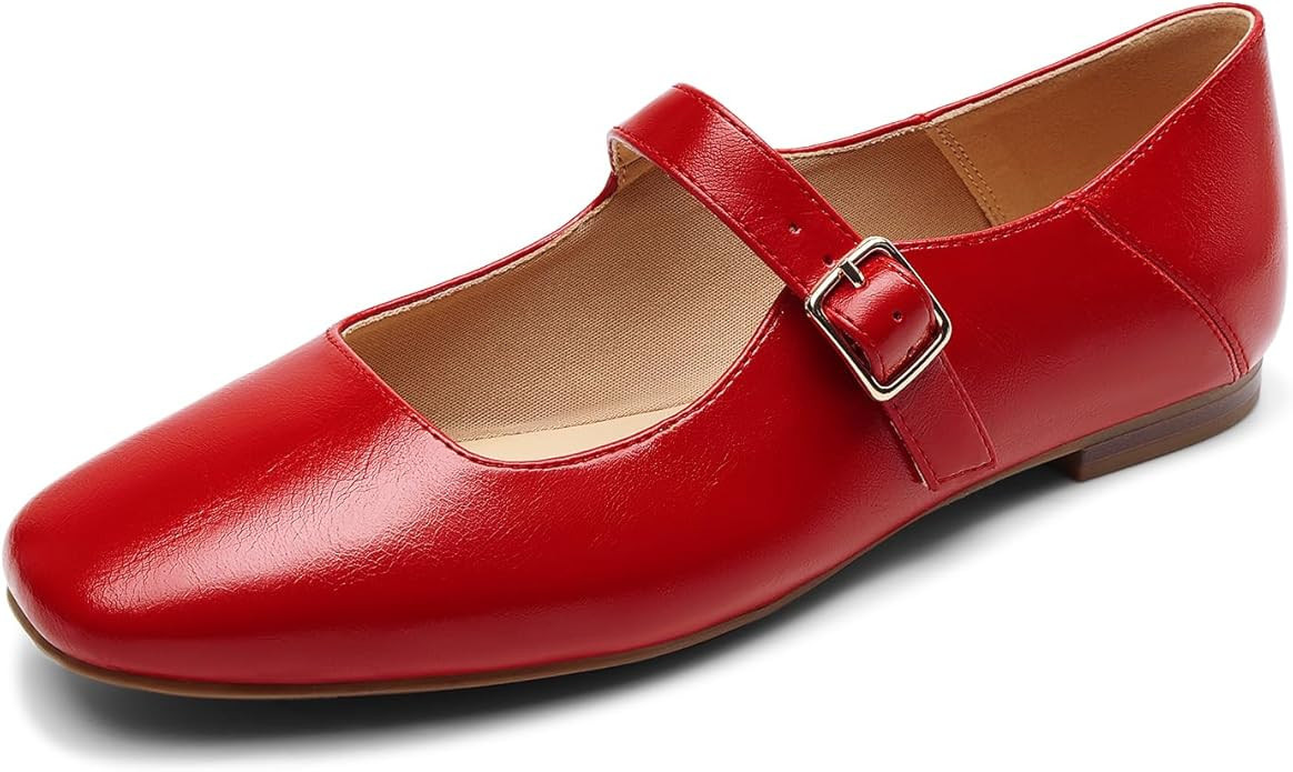 DREAM PAIRS Women's Silver Square Toe Mary Jane Flats: Comfortable Casual Slip On Dress Shoes wit... | Amazon (US)