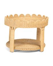 28in Dion Scalloped Round Rattan Table | Marshalls