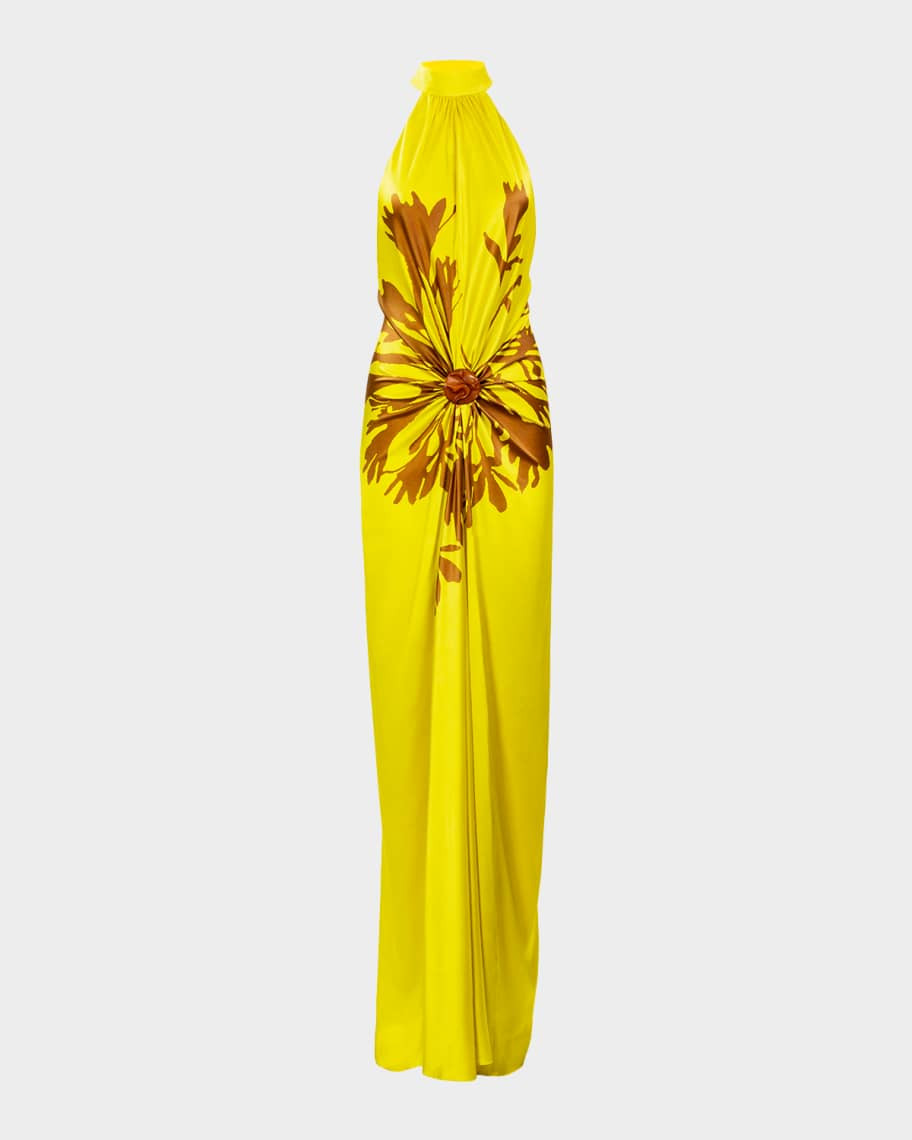 Koori Gathered Silk Halter Maxi Dress | Neiman Marcus