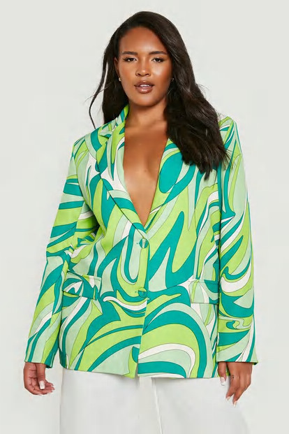 Plus Abstract Print Tailored Blazer | Boohoo.com (US & CA)