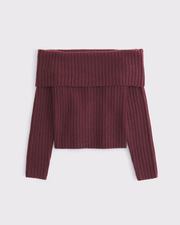 Ribbed Foldover Off-The-Shoulder Sweater | Abercrombie & Fitch (US)