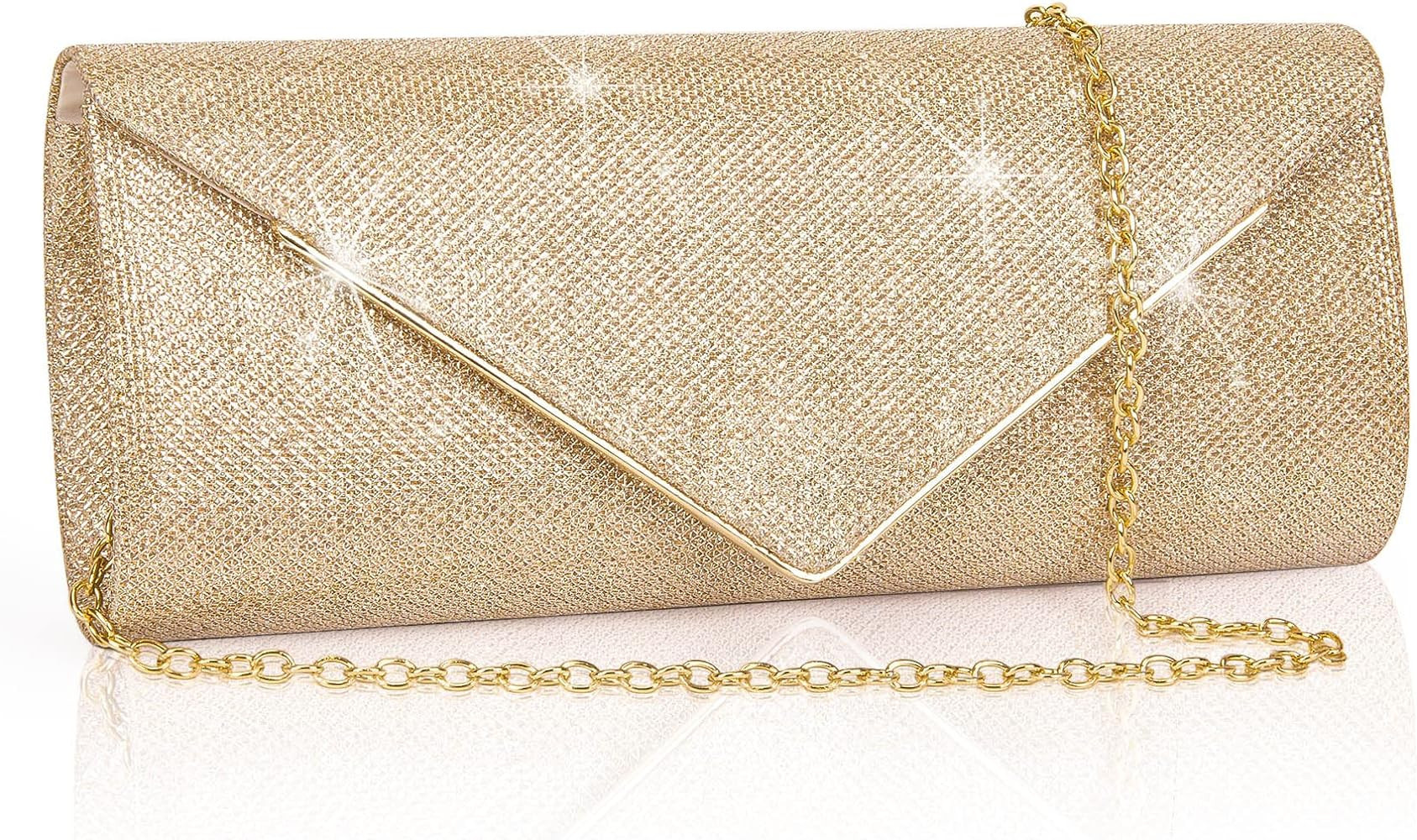 Larcenciel Clutch Purses for Women, Sparkling Envelope Evening Bag with Detachable Chain | Amazon (US)