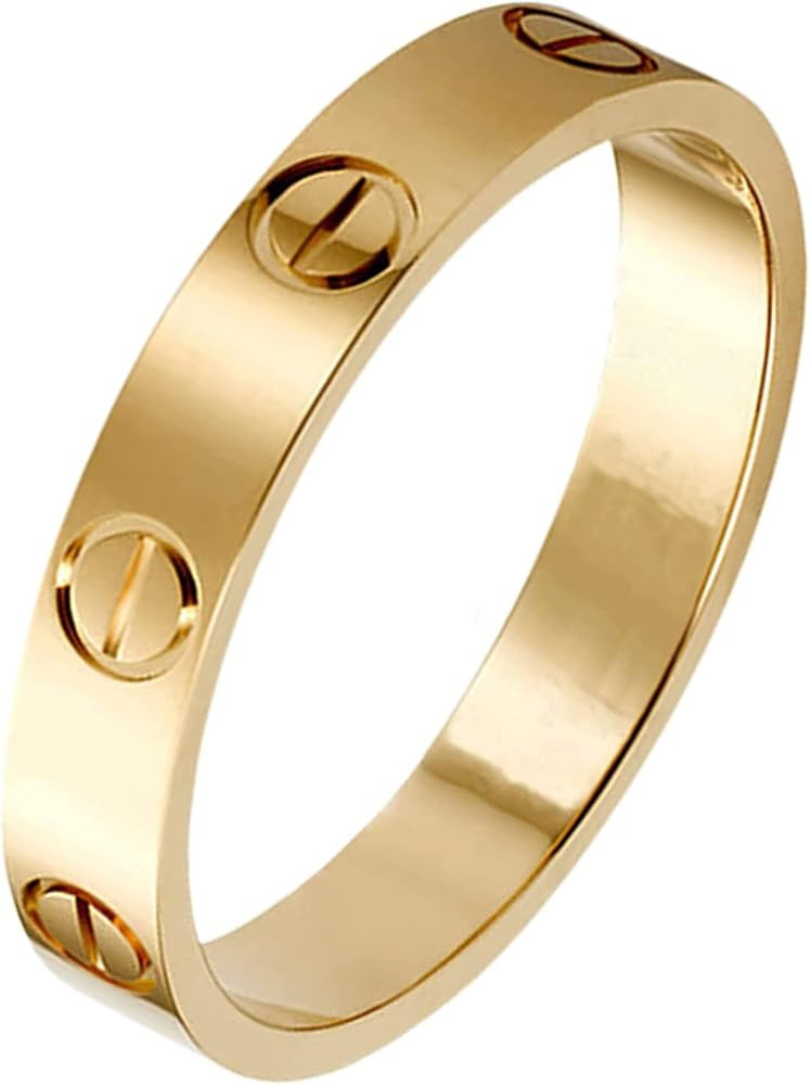Love Friendship Ring 18k Titanium Steel Promise Ring Wedding Band Jewelry Birthday Gifts for Wome... | Amazon (US)