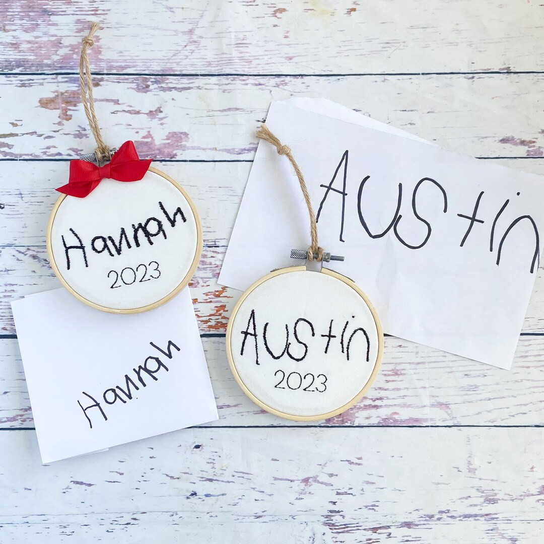 Handwriting Name Ornament Embroidered Name Ornament - Etsy | Etsy (US)