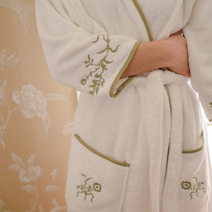 Parterre x Weezie Floral Embroidered Women’s Long Robe | Weezie Towels
