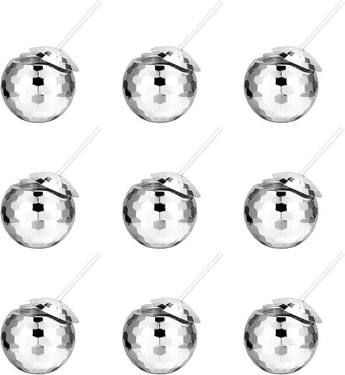 9 Pcs Disco Ball Cups,20 Oz Tumbler Disco Flash Ball Cups,Reusable Spherical Cocktail Cups with L... | Amazon (US)