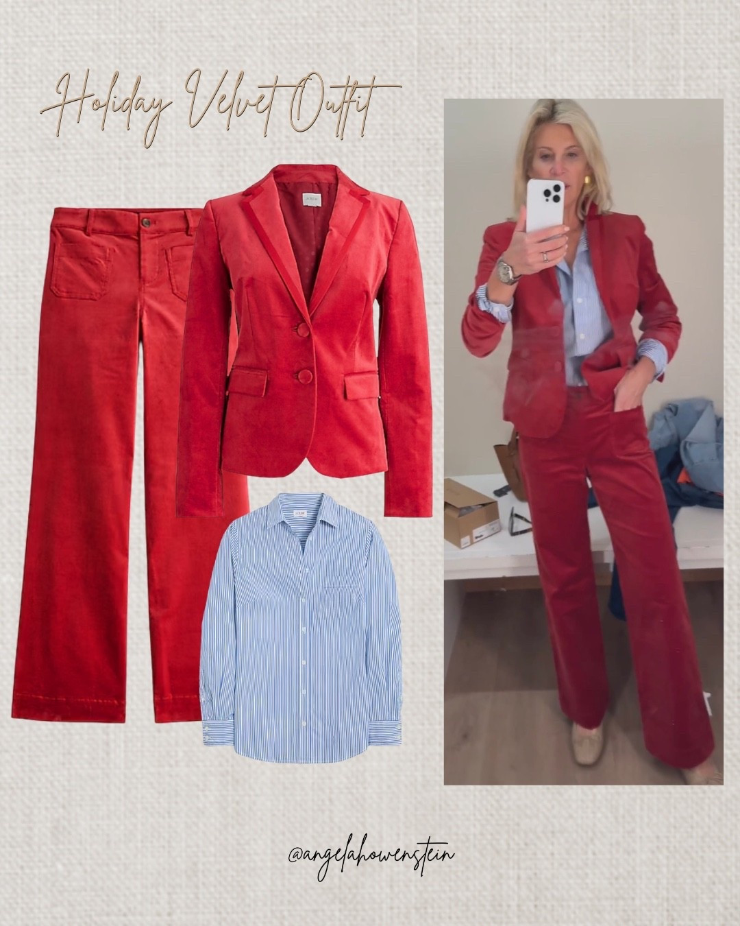 Why not? A red velvet tux moment that feels so chic — and both pieces are on major sale. Such a fun holiday outfit and a budget-friendly take on the classic velvet suit.

#ltkfashion #ltkstyle #holidaystyle #holidayoutfit #velvet #redoutfit #classiclook #winterstyle



#LTKootd #LTKSaleAlert #LTKHoliday