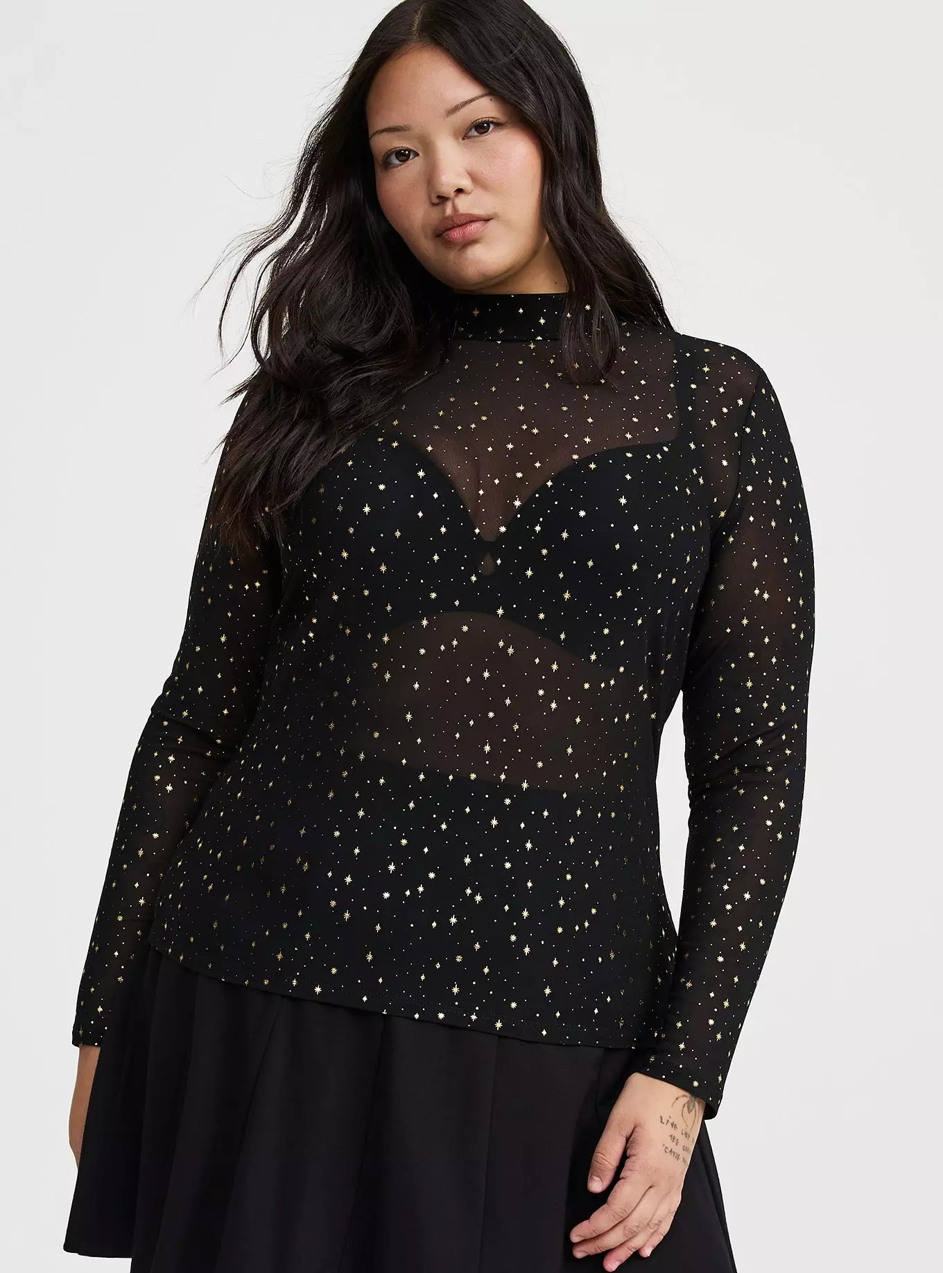 Mesh Mock Neck Long Sleeve Top | Torrid (US & Canada)