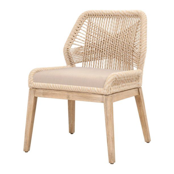 Intricate Rope Weaved Padded Dining Chair, Set of 2, Beige and Brown - Walmart.com | Walmart (US)
