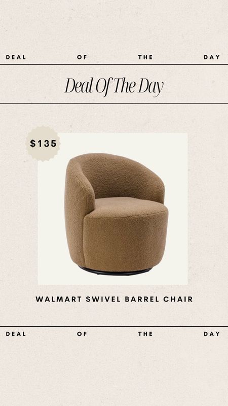Deal of the Day - Walmart Swivel Barrel Chair!

Walmart furniture, Walmart finds, budget friendly furniture, affordable furniture, affordable accent chair, boucle chair, swivel chair, Sherpa chair, brown home accents, brown furniture, deals, home deals 

#LTKhome
