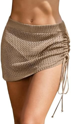 AI'MAGE Women's Crochet Swimsuit Cover Up Skirt 2026 Knit Drawstring Beach Sarong Coverups Bikini... | Amazon (US)