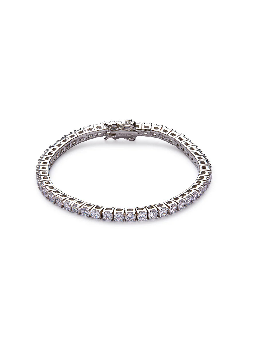 KATE 3MM ROUND CUT, LAB WHITE SAPPHIRE SILVER RIVIÈRE BRACELET | Dorsey