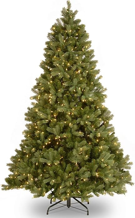 National Tree Company Pre-Lit 'Feel Real' Artificial Slim Christmas Tree, Green, Tiffany Fir, Whi... | Amazon (US)