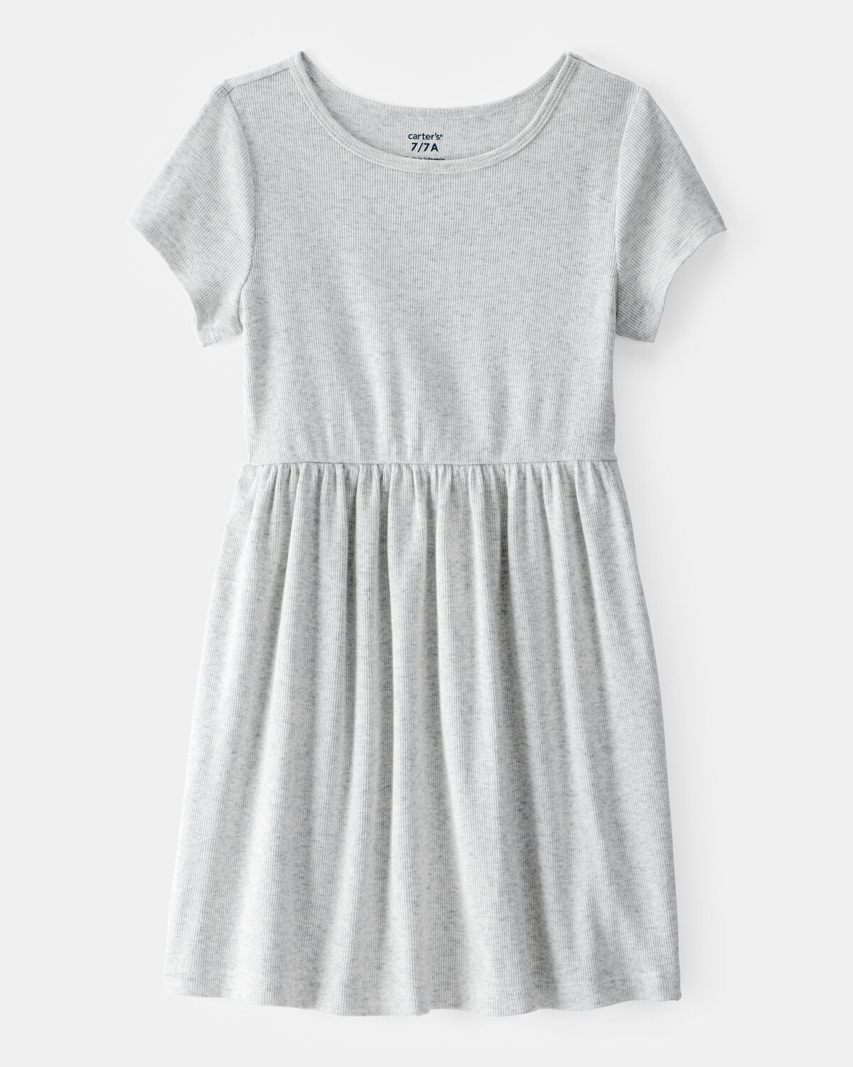 Girls Ribbed Short-Sleeve Dress - Grey | Carter's Inc
