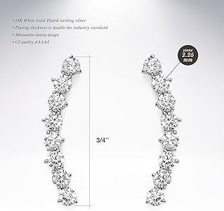 PAVOI 14K Gold Plated"Hearts & Arrows" Simulated Diamond Ear Crawler - Cuff Earrings Hypoallergen... | Amazon (US)