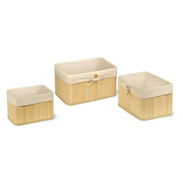 Badger Basket Claremont Bamboo Three Basket Set, White | Walmart (US)