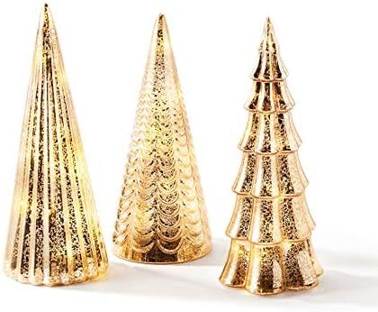Amazon.com: Christmas Tree Decoration with Fairy Lights - Set of 3 Assorted Trees, 10 Inch Tall, ... | Amazon (US)
