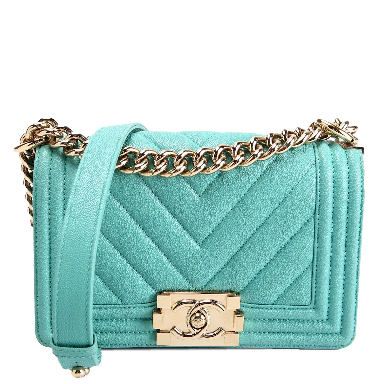 Boy Flap Small Chevron Caviar 27M Teal | Keeks Designer Handbags