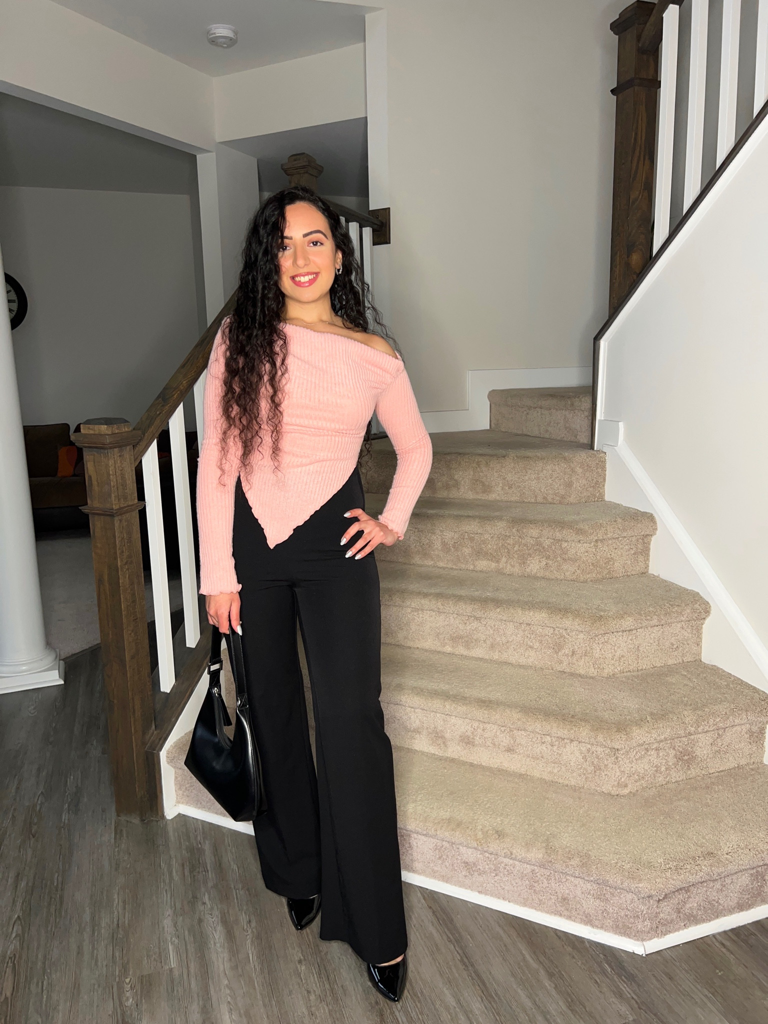 Pink top on flared black pants 💗

#LTKstyletip #LTKbeauty #LTKfindsunder50