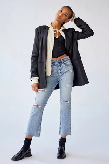 Daze Denim Shy Girl High-Waisted Cropped Flare Jean - Hot Spot | Urban Outfitters (US and RoW)