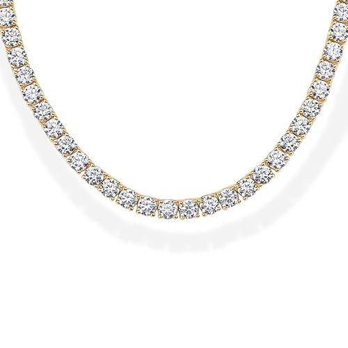 PAVOI 14K Gold Plated 3mm Simulated Diamond Tennis Necklace for Women | Tennis Chain | Chunky Lon... | Amazon (US)