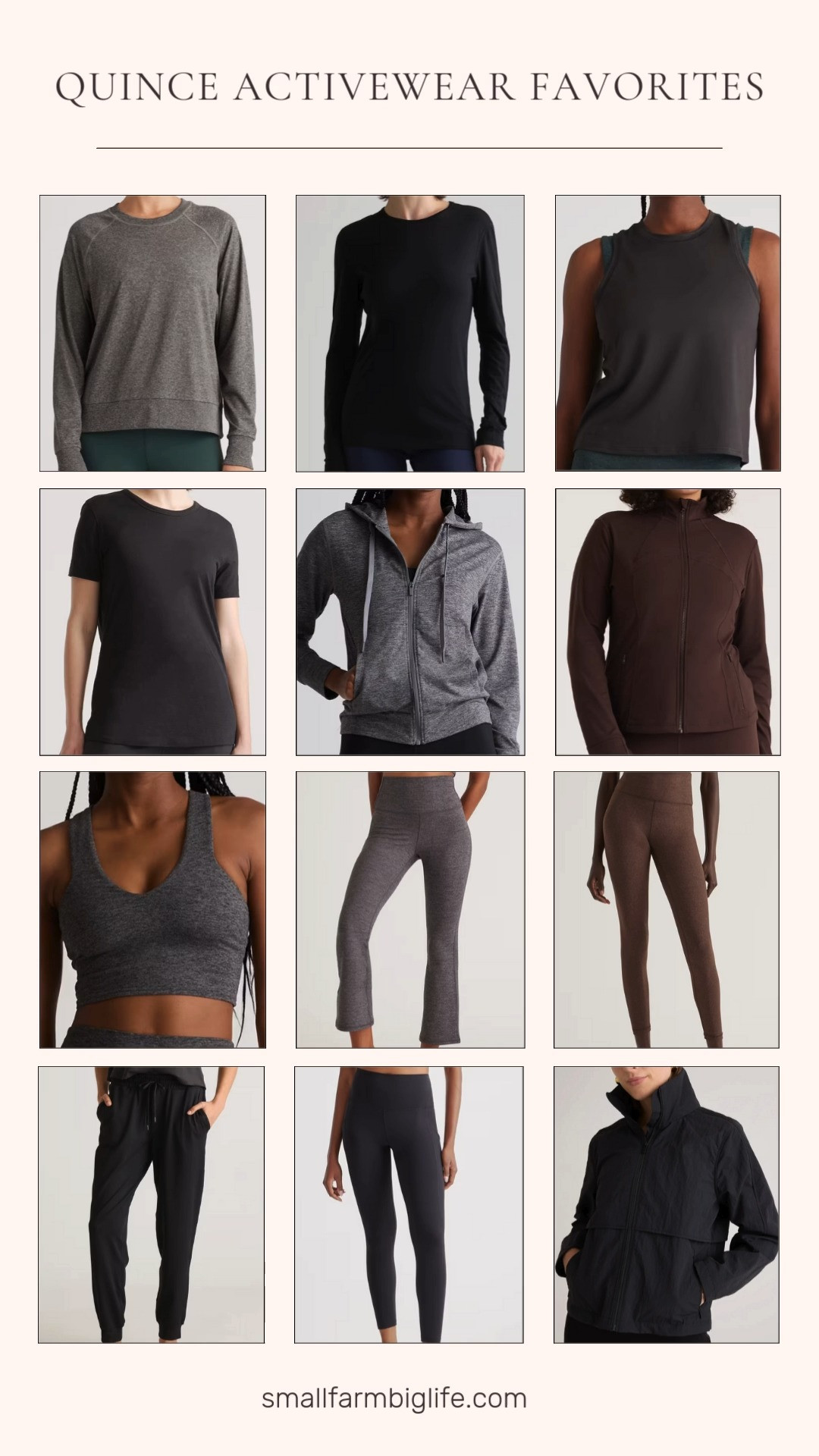 Quince activewear favorites 🖤✨ From Ultra Form leggings and Flowknit layers to merino wool base layers and an easy windbreaker, these pieces are made to mix, match, and move. Polished enough for errands, comfortable enough for workouts, and perfect for everyday wear. 

 #LTKfitnessgoals #LTKActive #LTKFindsUnder50