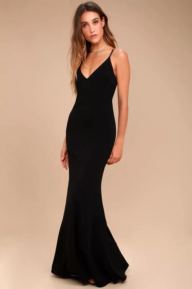 Make it Elegant Black Satin Strappy Maxi Dress