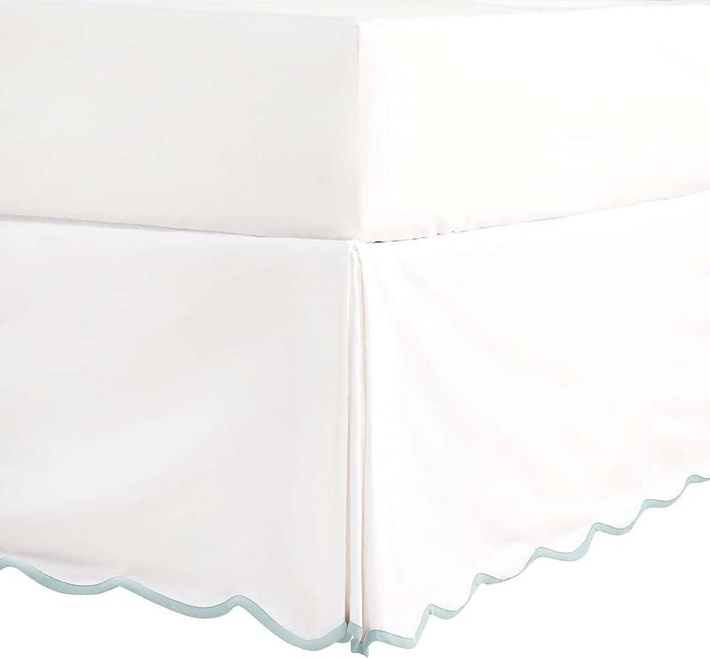 HIG Off White Chic Queen Bed Skirt - Easy Fit Scallop Edge Pleated Bedskirts, 14 Inch Drop Anti-S... | Amazon (US)