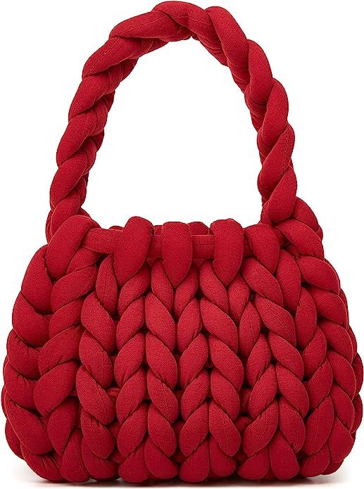 Women's Knit Clutch Bag Handmade Woven Polyeater Knit Satchel Purse Handbag Shoulder Solid Color ... | Amazon (US)