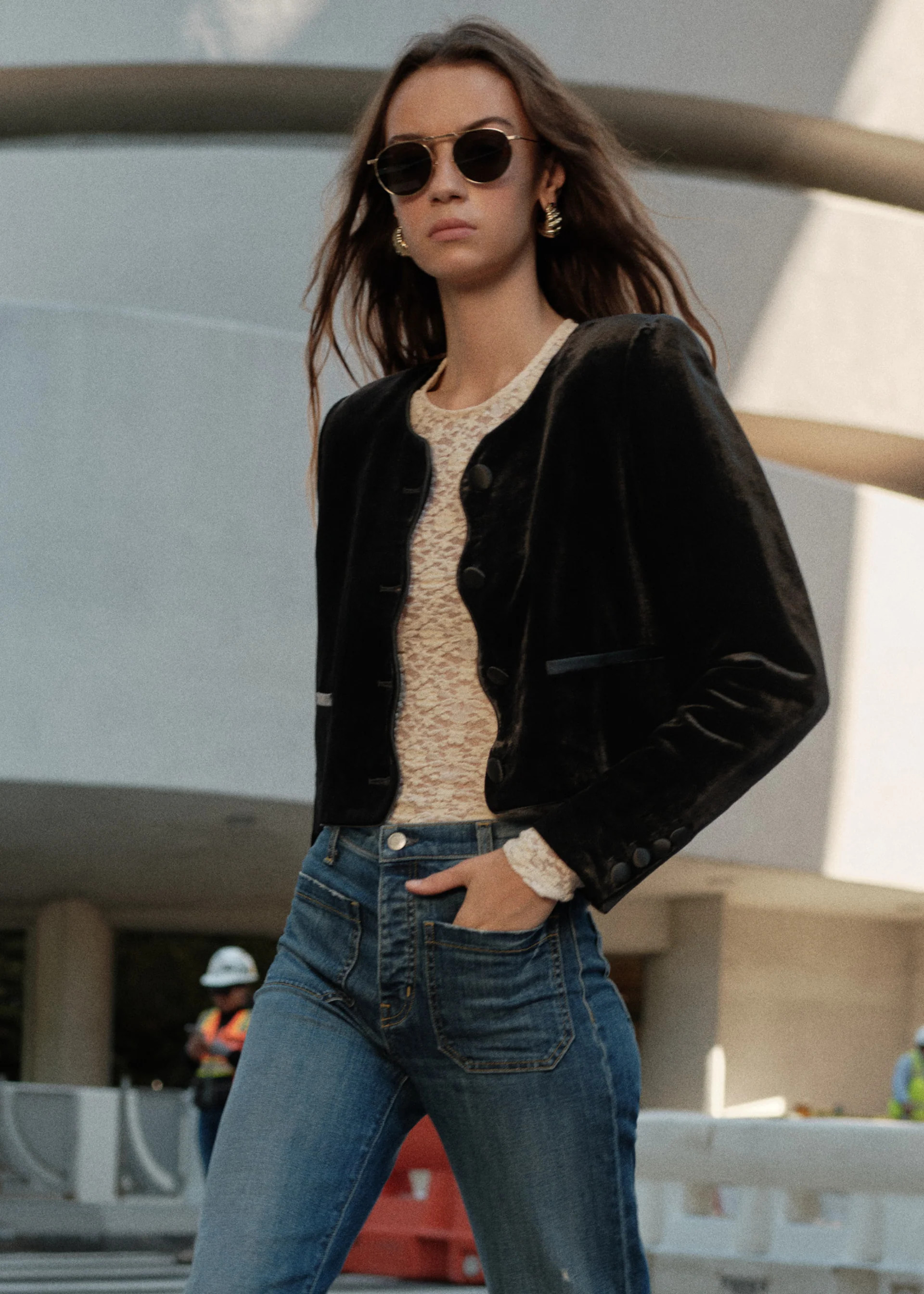 Apollonia Velvet Blazer Black | CAMI NYC