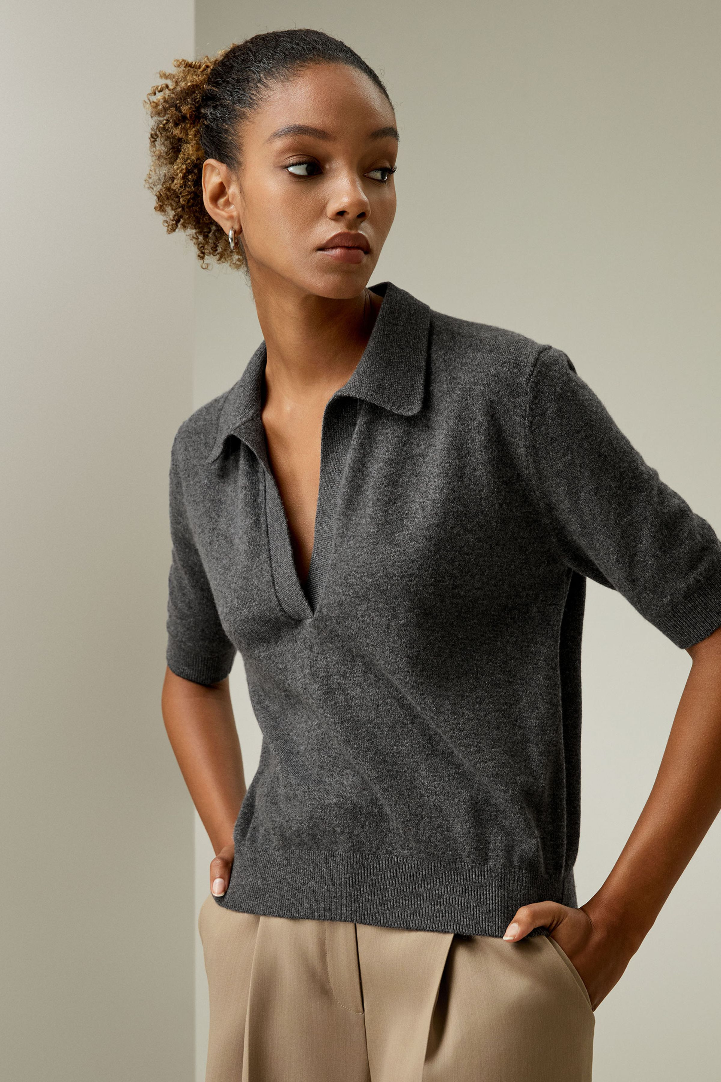 Baby Cashmere Polo Sweater | LilySilk