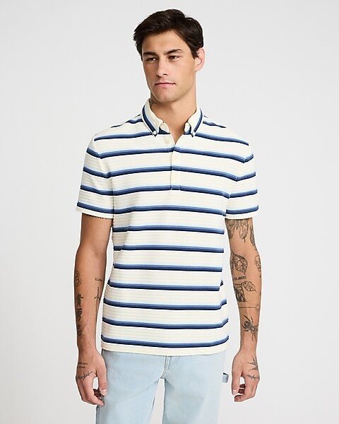 Ribbed Striped Jacquard Short Sleeve Polo | Express