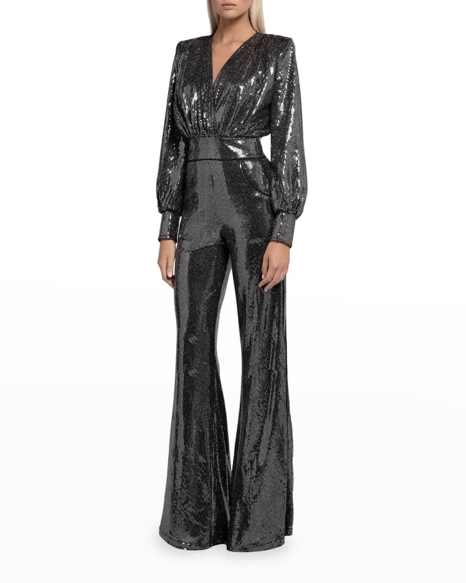 ZHIVAGO Galileo Draped Metallic Jumpsuit | Neiman Marcus