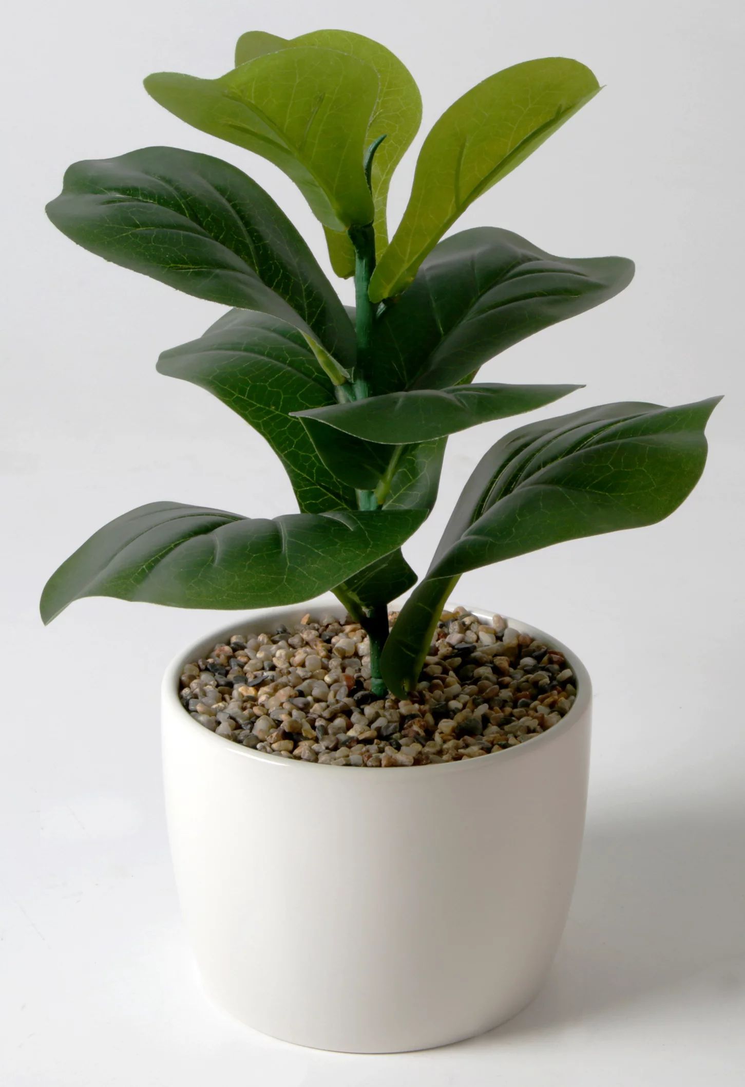 Mainstays 13" Artificial Plant Faux Fiddle Leaf in White Planter | Walmart (US)
