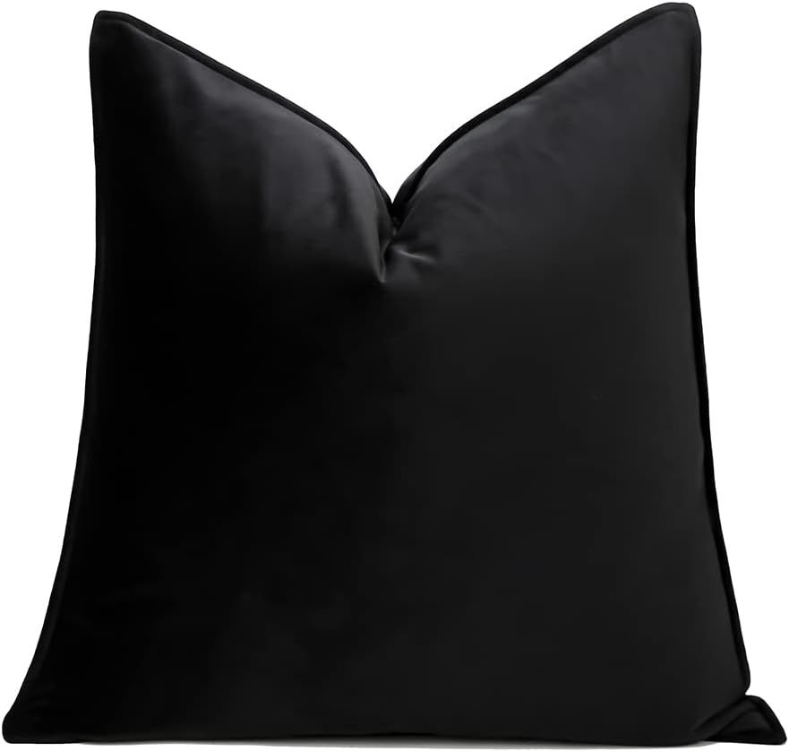 20X20inches All Black Decorative Throw Pillow Covers Soft Velvet Cushion Cover for Couch Sofa Bed... | Amazon (US)