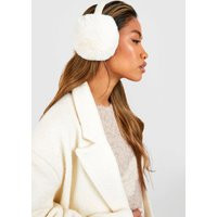 boohoo Women's Fluffy Ear Muff in Cream | Woven | boohoo (US & Canada)
