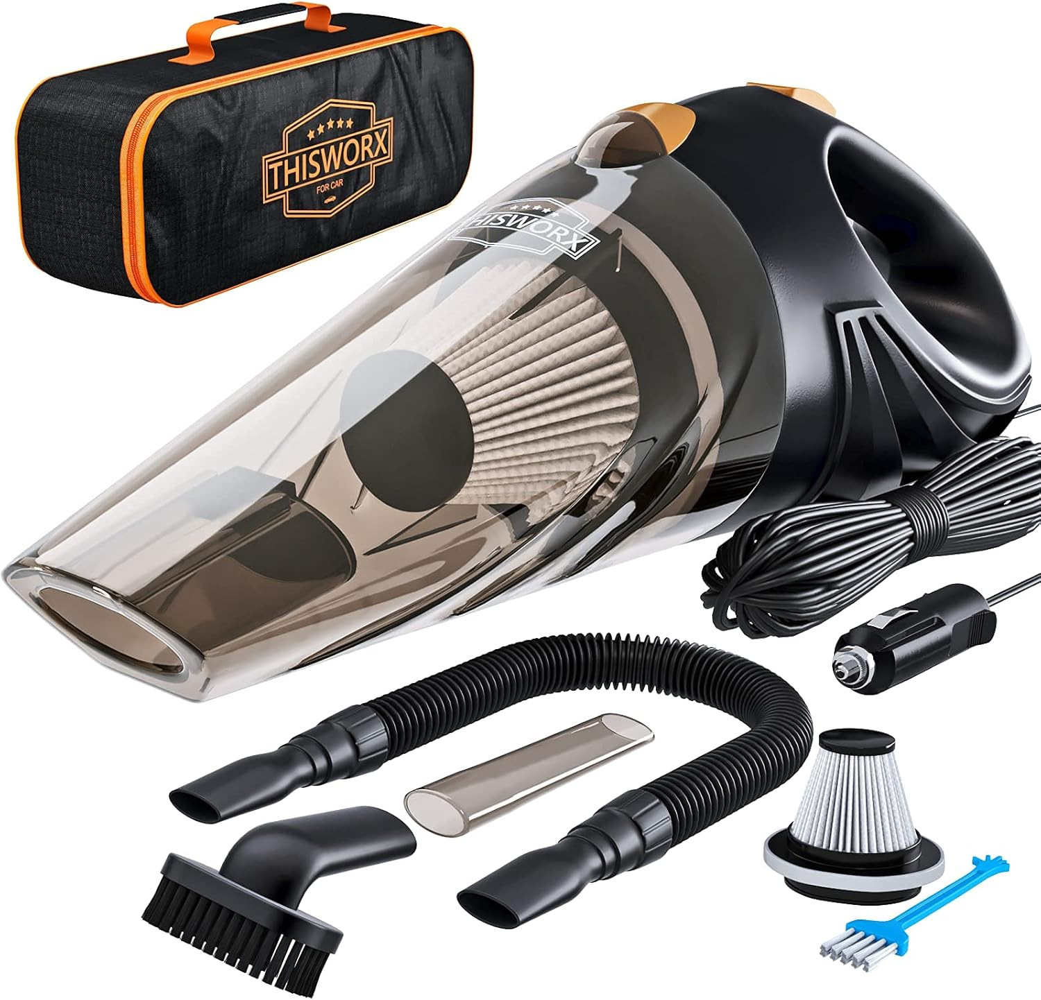 ThisWorx Car Vacuum Cleaner - Portable Handheld Mini Vacuum Cleaner W/ 16ft Cord, Bag, & Attachme... | Amazon (US)