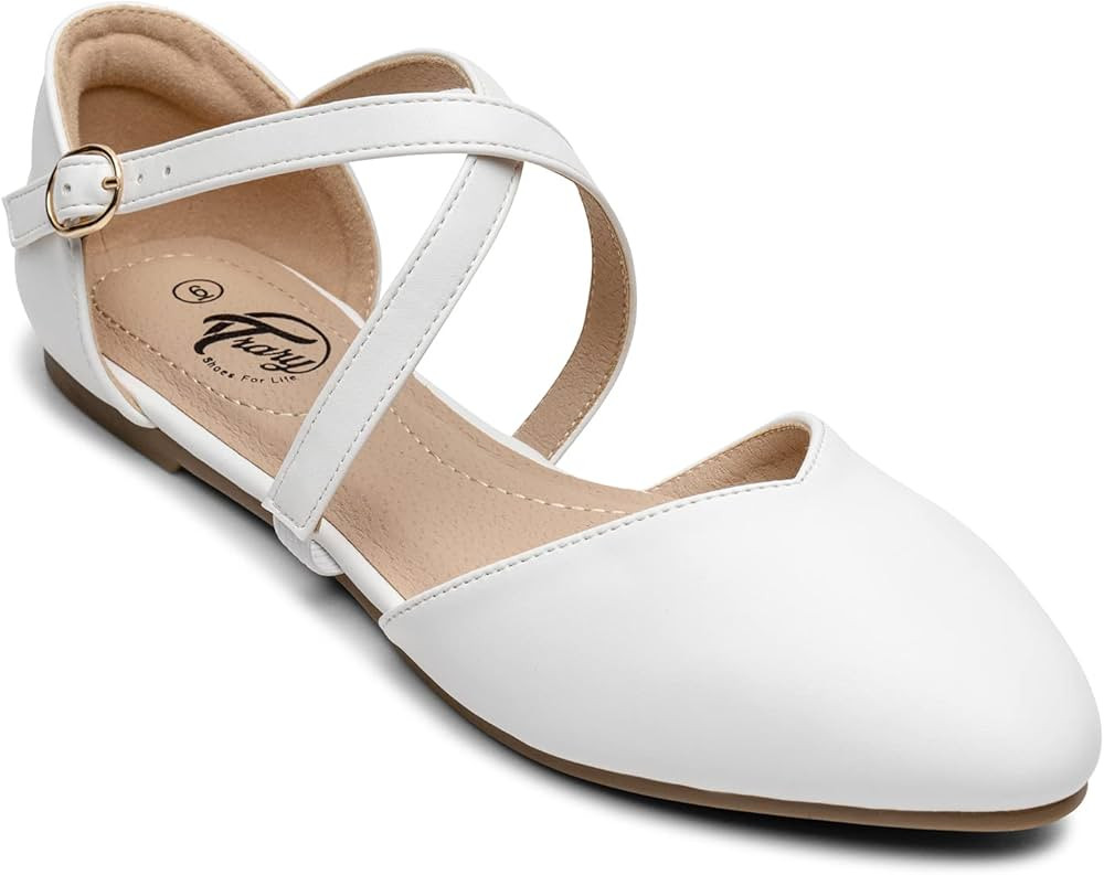 Trary Women's D'Orsay Criss Cross Strap Ballet Flat Shoes | Amazon (US)